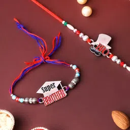 PANASH Set Of 2 Beaded Gold Plated Thread Rakhis With Roli Chawal-picture-20