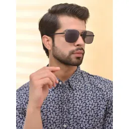 Royal Son Black Polarized Retro Square Sunglasses image 1