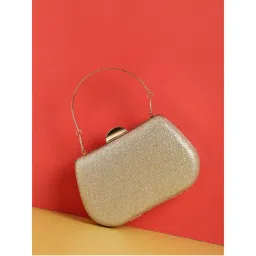 Haute Sauce The Champayne Gold Bling Hand Clutch with Detachable Handle-image-31