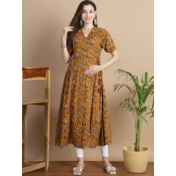 Secret Wish Yellow Ethnic Print Cotton Maternity Kurta image 1
