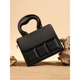 Haute Sauce Black The Caldera Quilt Hand Bag with Detachable Strap-image-59