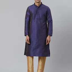 Manthan Men Navy Blue Solid Straight Kurta-picture-14