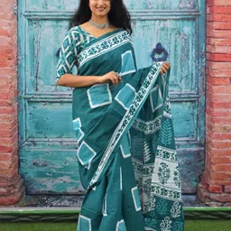 clothonus Jaipuri Cotton Block Print Ikat Saree-image-40
