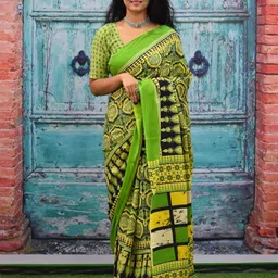 clothonus Ajrak Printed Pure Cotton Saree-picture-28