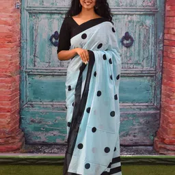 clothonus Pure Cotton Block Print Ikat Saree-picture-27
