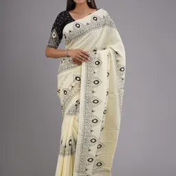 clothonus Ethnic Motifs Pure Cotton Block Printed Saree-picture-13