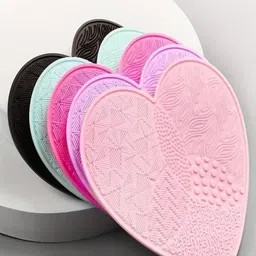 FEELHIGH Heart Shape Makeup Brush Cleaning & Washing Tool Scrubber - Blue image 1