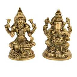 CraftVatika 2 Pieces Ganesh Idol Painted Ganesha Statue Marble Sculpture Showpieces-image-22