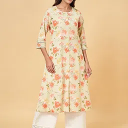 RANGMANCH BY PANTALOONS Floral Printed Pure Cotton Anarkali Kurta-picture-28