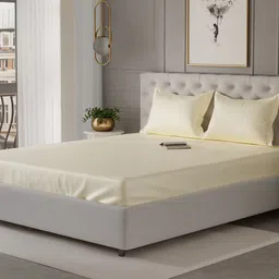 Stoa Paris Date Night Cream-Coloured 300 TC King Fitted sheet with 2 Pillow Covers-image-99