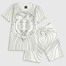 CAVIO Boys Printed Round Neck Short Sleeves Pure Cotton T-shirt with Shorts-picture-45