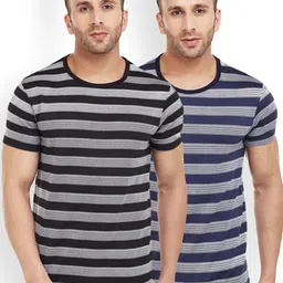 mack jonney VIMAL JONNEY Men Pack of 2 Striped Round Neck T-shirts-picture-29