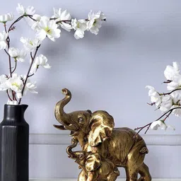 THE ARTMENT Gold-Toned Rustic Mom & Baby Elephant Table Accent Showpiece-image-52