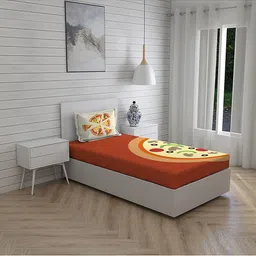Boutique Living India Yellow & Brown Printed 210 TC Pure Cotton Single Bedsheet-picture-32