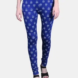 FRENCH KLEIDER Girls Floral Printed Churidar Length Cotton Leggings-picture-46