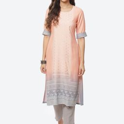 Rangriti Women Peach-Coloured Ethnic Motifs Printed Kurta-picture-13