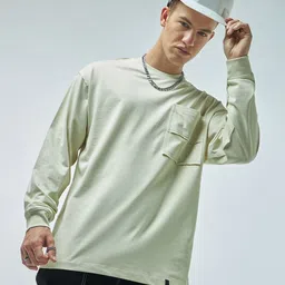 Bewakoof Heavy Duty(r) 1.0  Round Neck Long Sleeves Pockets Cotton Oversized T-shirt-image-37