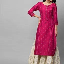 FASHOR Women Pink Ethnic Motifs Printed Kurta-image-68