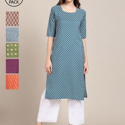 7threads 1 Stop Fashion Women Pack Of 6 Printed Crepe Straight Kurta-picture-46