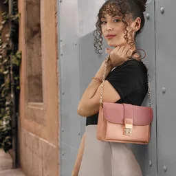 Mast & Harbour Pink Colourblocked Sling Bag-picture-24