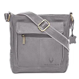 WildHorn Grey Leather Structured Sling Bag-picture-17