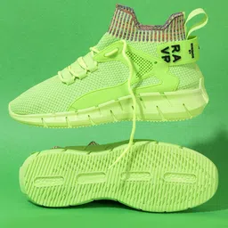 RapidBox Men Green Woven Design Sneakers-image-22