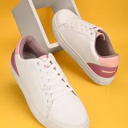 HRX by Hrithik Roshan Women White & Pink Lightweight Comfort Insole Basics Sneakers-picture-18