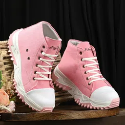 knoos Women Mid-Top Comfort Insole Contrast Sole Canvas Sneakers-picture-20