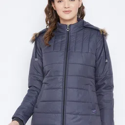 VERO AMORE Women Navy Blue Insulator Longline Puffer Jacket-picture-21