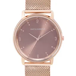 Mast & Harbour Men Brown Brass Embellished Dial & Rose Gold Toned Stainless Steel Bracelet Style Straps Watch-picture-20