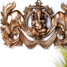 apka mart Bronze Ganesh Textured Metal Wall Hanging-image-13