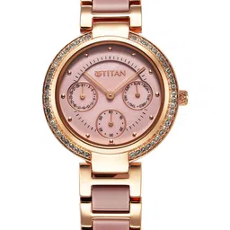Titan Women Brass Embellished Dial & Bracelet Style Straps Analogue Watch 95187KD02-picture-15