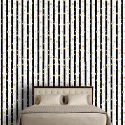 Jaamso Royals White With Black Striped Self Adhesive Removable Wallpaper-picture-34