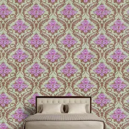 Jaamso Royals Pink & Green Damask Self Adhesive Removable Wallpaper-image-52