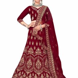 MANVAA Embroidered Semi-Stitched Lehenga & Unstitched Blouse With Dupatta-picture-38