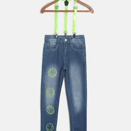 TALES & STORIES Boys Blue Slim Fit Mildly Distressed Heavy Fade Stretchable Jeans-picture-20