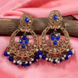 Crunchy Fashion Blue Contemporary Chandbalis Earrings-image-86