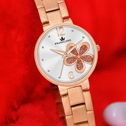 Franklord Women Brass Printed Dial & Stainless Steel Bracelet Style Straps Analogue Watch F-128 SRL-picture-12