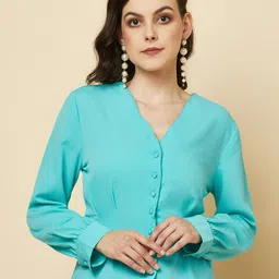 RAASSIO V-Neck Shirt Style Top-picture-16