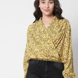 Vero Moda Yellow Floral Print Wrap Top-image-50