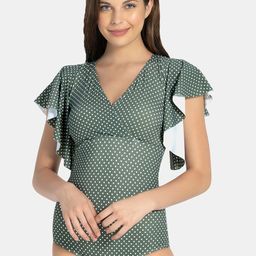 Amante Women Green & White Polka Dot Printed Swimsuit-picture-18