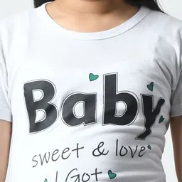 BAESD Girls Typography 3 Printed Applique T-shirt image 2