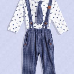 Moms Love Boys Blue & White Pure Cotton Conversational Printed T-shirt with Tie & Shorts-picture-17