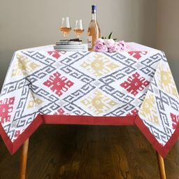Texstylers Red Geometric Printed Anti-Skid Cotton 8-Seater Table Cover-picture-44