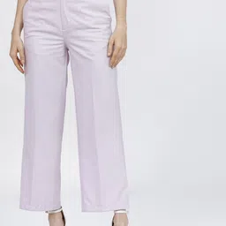 Tokyo Talkies Women Purple Flared High-Rise Parallel Trousers-image-75