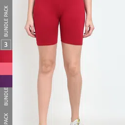 Jinfo Women Pack Of 3 Cotton Sports Shorts-picture-14