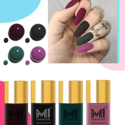 MI FASHION Set Of 4 Velvet Matte High-Pigmented Nail Polish - 9.9ml Each-picture-35