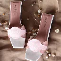 DressBerry Peach-Coloured And Tan Brown Textured Open Toe Flats-image-8
