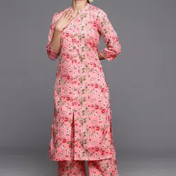 Varanga Women Floral Printed Straight Pure Cotton Kurta with Palazzos-picture-11