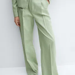 MANGO Women Pleated Formal Wide Leg Trousers-picture-43